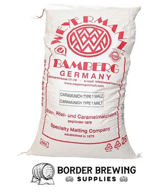 Caramunich T1 Weyermann Substitutes: Gladfield Medium Crystal   Made from the finest German quality brewing barley. Due to our special caramelization process, a complete caramelization within the grain is achieved. This malt is perfect for amber to dark copper coloured beers and intensifies the malt body.