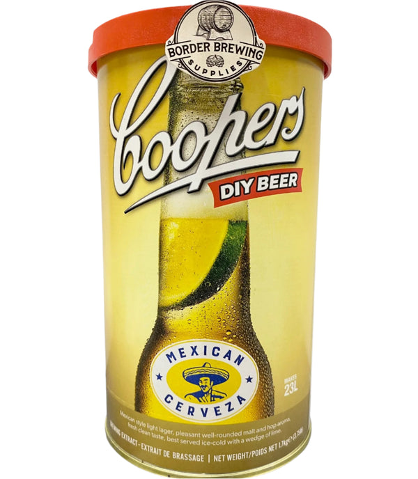 Mexican Cerveza Coopers International 1.7kg DIY Malt Extract Brewing Kit Emulates the style of the finest quality beers exported from Mexico. This premium beer is light in style with a fresh clean taste, ideally served ice-cold with a wedge of lime or lemon. Mexico is known for its arid lands, dusty conditions and oppressive heat. So it’s not surprising that the people of Mexico are expert at quenching a thirst. Corona