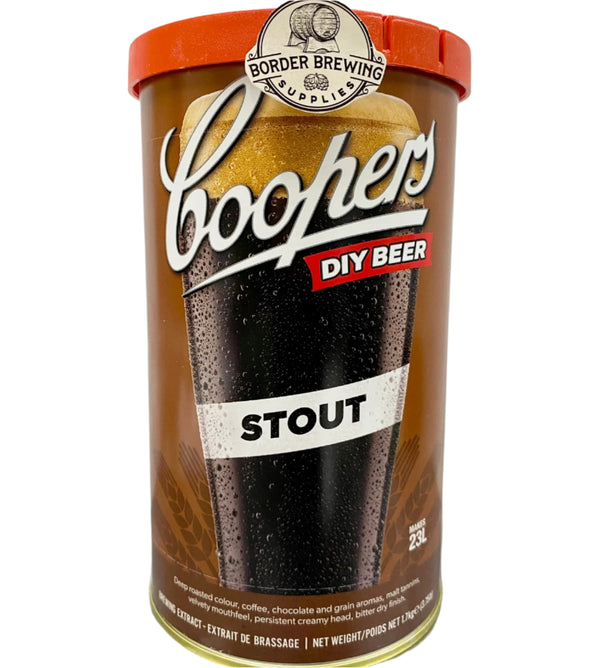 Stout Coopers Original 1.7kg DIY Malt Extract Brewing Kit Dark brown colour with a persistent head resembling espresso creama, a blend of coffee, chocolate and grain aromas, exceptional mouth feel and dark malt characteristics, the combination of malt tannins and hop bitterness results in a dry finish. Can be consumed young or cellared for a number of years with excellent results.