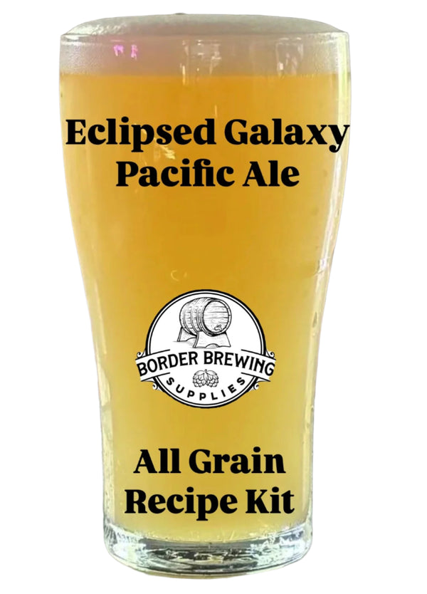Eclipsed Galaxy Pacific Ale
All Grain Recipe Kit
A light-bodied, refreshing, and highly drinkable ale that is brewed with Australian hops. The use of these hops gives Eclipsed Galaxy Pacific Ale a unique aroma and flavour profile that is often described as Fruity, Tropical, & Citrusy.