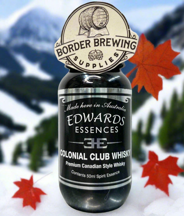 Colonial Club Whisky Premium Canadian Style Whisky Edwards Essences The delicious taste of rye malt, barley malt & corn blend gives the Colonial Club Whisky its unique, smooth taste. Ideal for any occasion and goes perfectly with your favourite mixer or straight over ice. Makes 3.5 Litres Or mix 700ml of neutral spirit (38%) 10ml (2 caps) of Edwards Essences Try Edwards Essences Colonial Club if you like Canadian Club™