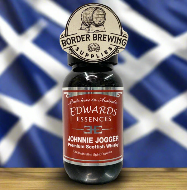 Johnnie Jogger Premium Scottish Whisky Edwards Essences This premium Scottish Whisky blends with any mixer and is excellent with soda water. Makes 3.5 Litres Or mix 700ml of neutral spirit (38%) 10ml (2 caps) of Edwards Essences Try Edwards Essences Johnnie Jogger if you like: Johnnie Walker™