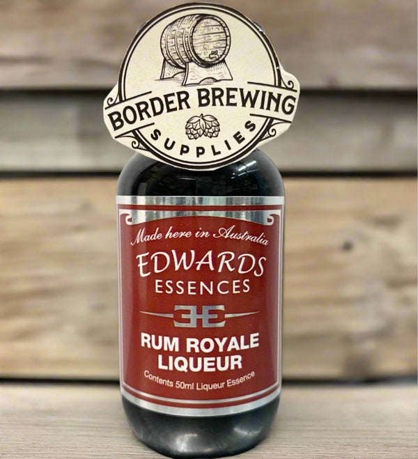 Rum Royale Edwards Essences A barrel aged rum liqueur with rich, smooth Chocolate & Vanilla notes. Enjoy straight, on the rocks or with milk. Makes 1.4 litres Mix 850ml of neutral spirit (38%) 50ml of Edwards Essences 350g of sugar 260ml of water Try Edwards Essences Rum Royale Liqueur if you like: Bundaberg Rum Royal Liqueur™