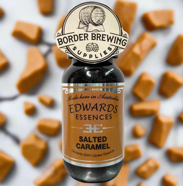 Salted Caramel Edwards Essences This perfect partnership of Salt & Sweet creates a silky golden nectar that is guaranteed to leave your palate feeling delighted. Best served on the rocks, mix with some rum or pour over hot apple pie & ice cream. Great for milkshakes. Makes 1.4 litres Mix 850ml of neutral spirit (38%) 50ml of Edwards Essences 350g of white sugar 260ml of water