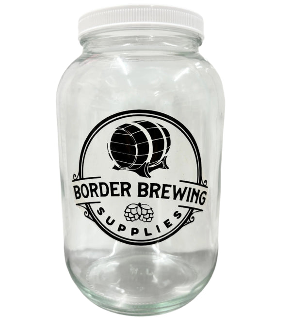 1 gallon wide-mouth glass jar with a plastic screw top lid.
Ideal for steeping, macerating, or ageing spirit.
Also used for small batch fermentations of beer, mead, cider or wine.