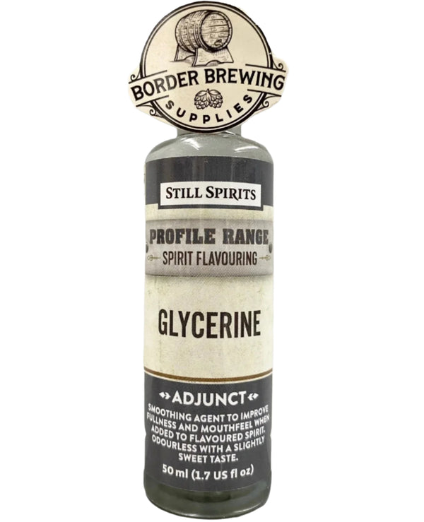 Glycerine Adjunct Profile Range Still Spirits Smoothing agent to improve fullness & mouthfeel. Odourless with a slightly sweet taste. Glycerine is a must and helps smooth and mellow spirits, also adding body to your spirit. Add 5-10ml per Litre Or use per Whiskey & Gin Craft Kit recipe book.