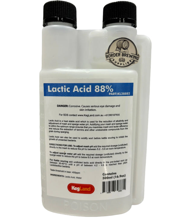 Lactic Acid 88% Food Grade 500ml Lactic acid 88% can be added to the mash to adjust the pH. This is especially relevant when brewing light-colored beers, as lactic acid can help lower the pH to the optimal range for enzymatic activity during mashing.