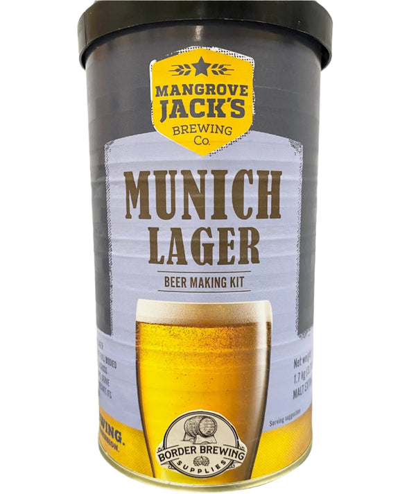Munich Lager Mangrove Jack's International 1.7kg Malt Extract Brewing Kit A light, hoppy lager modelled on the full bodied beer available across mainland Europe. Served chilled to appreciate its rich character. In the style of Weihenstephaner Original or Hofbräu Original.