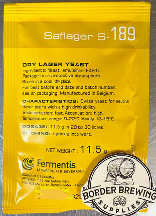 S-189 SafLager Fermentis The lager yeast every brewer should try! Originating from the Hürlimann brewery in Switzerland. This lager strain’s attenuation profile allows brewing fairly neutral flavour beers with a high drinkability. If you are after a clean, crispy beer with a light refreshing flavour and aroma then Saflager S-189 is the best choice.