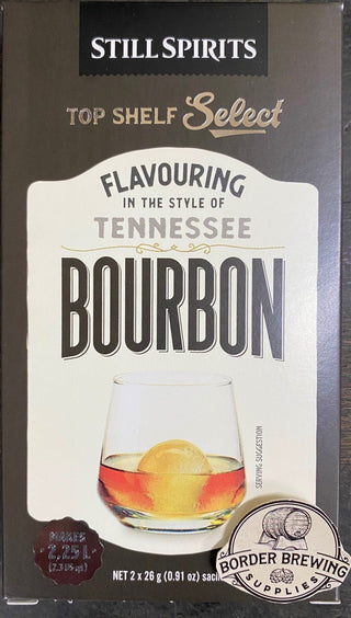 Tennessee Bourbon Top Shelf Select Still Spirits Creates a full flavoured sour mash whiskey stacked with aromas, and yet mellow and smooth.  Flavours 2.25L - 2 individual sachets that flavour 1.125L each  In the style of Jack Daniels