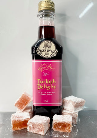 Turkish Delight Liqueur Premix Samuel Willard’s An exquisite Rose Water flavoured liqueur with hints of Rose Petals, Musk, Sugar & Vanilla, tastes just like the dessert Turkish Delight.  Enjoy as a sweet dessert drink on ice, in a cocktail, or over ice cream.  Samuel Willard’s Express premix is already mixed with the recommended sugar base, so there is no messy mixing required, just Shake and Pour, makes 1.125L of finished product
