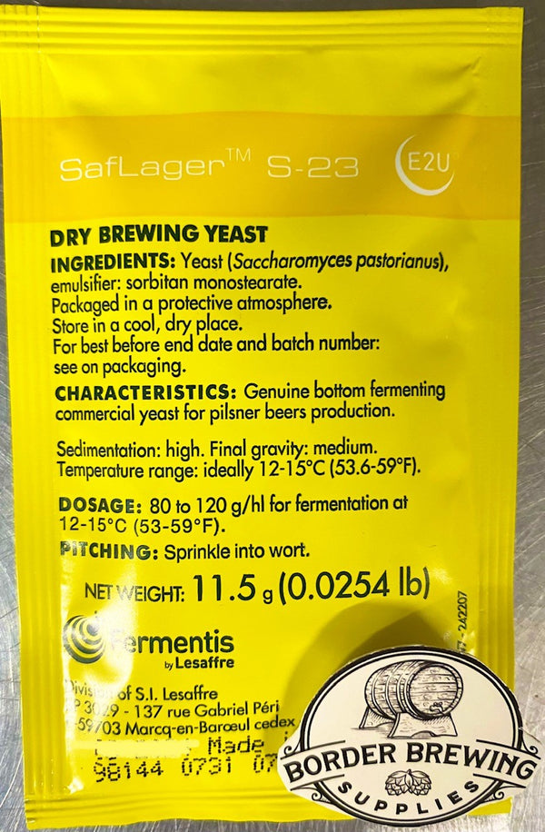 S-23 SafLager Fermentis True Lager Strain Brewing European style Lager or Oktoberfest? This yeast is your obvious choice. Saflager S-23 is a bottom fermenting yeast originating from Berlin (Germany) recommended for the production of fruity and estery lagers. Its lower attenuation profile gives beers with a good length on the palate. Brewing Oktoberfest? Go no further!