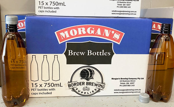 750ml PET brew bottles with reusable screw-on bottle caps