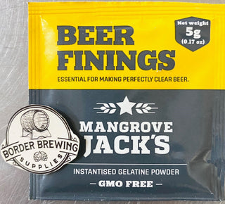 Beer Finings Instantised Gelatine Powder Sachet 5g Removes unwanted compounds and firms up natural sediment for a crystal clear beer with a smooth flavour. GMO Free.  Use 24 hours before racking