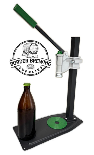 Bench Capper
Crown Seal Bottle
This product is of high quality and made from steel.
Easy to use & height adjustable to virtually any bottle size. This model comes with a standard bell which has a built in magnet to hold the bottle cap.
Place bottle caps in the bell then place the bottle underneath and pull the handle down. Has a spring-mounted capping mechanism. The Long handle provides easy downward pressure.