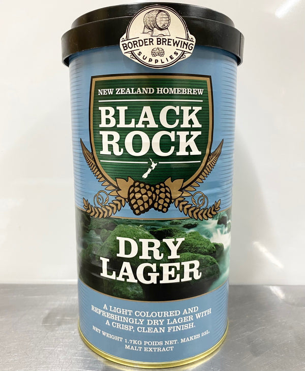 DRY Lager Black Rock 1.7kg Malt Extract Brewing Kit Black Rock Dry Lager is a light coloured, refreshing DRY Lager with a crisp clean finish.  Brew with 1kg Ultra Blend or 1kg Booster for a crisp lager finish. For more body, colour and malt flavour use a tin of Light liquid malt.