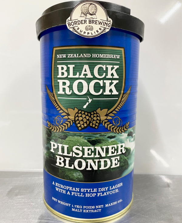 Pilsener Blonde Black Rock 1.7kg Malt Extract Brewing Kit Black Rock Pilsener Blonde is a blonde coloured, classic European Pilsner with a clean, fresh finish.    Brew with 1kg Ultra Blend for a crisp finish. For more body, colour and malt flavour use a tin of Light Liquid Malt.