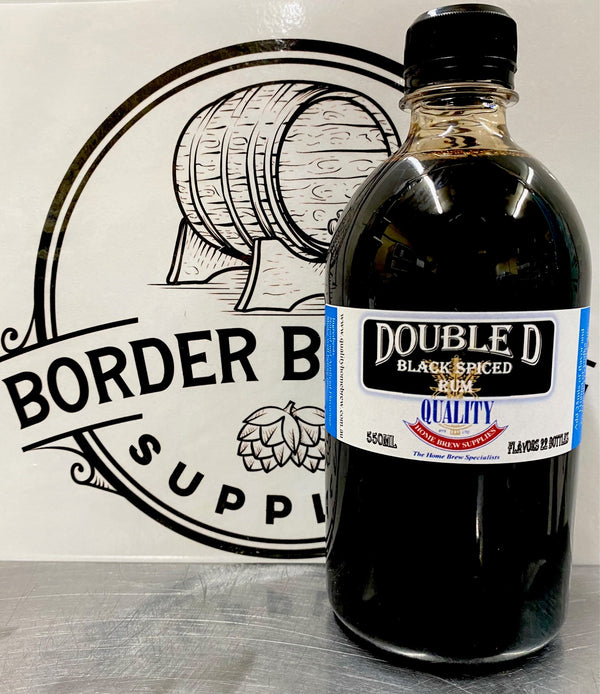 Black Spiced Rum Double D Quality Homebrew Dark rum blended with a range of spices including Cinnamon, Clove, & Ginger.   A bold, rich, black & smooth rum in the style of a Kraken Rum