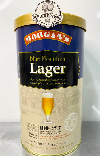 Blue Mountain Lager Morgan’s Brewing Co. 1.7kg Malt Extract Brewing Kit Special Kettled Beer Kit A pale refreshing lager with a light pleasing hop bouquet. A best seller in our shop.  Made in Australia with premium quality ingredients.
