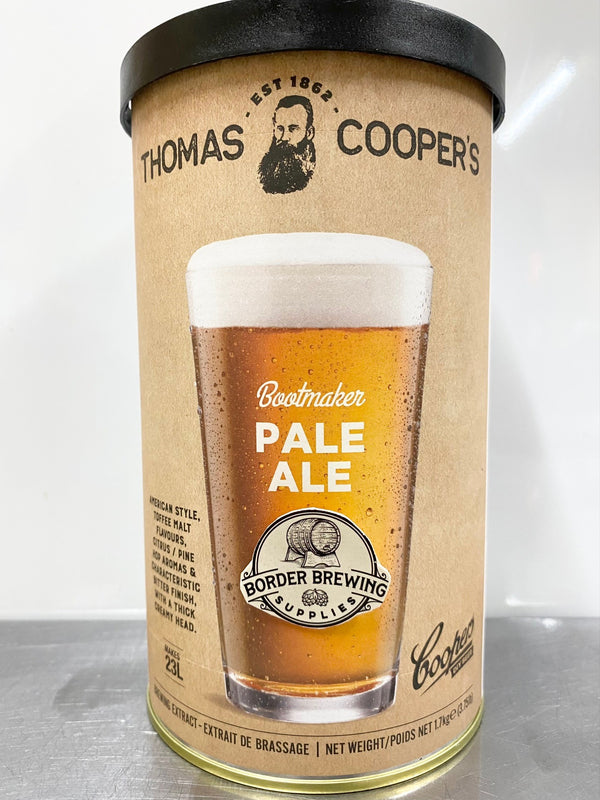 BOOTMAKER Pale Ale. Thomas Coopers Craft Series. DIY Malt Extract Brewing Kit. American-style Pale Ale. It has a rich Amber colour, Toffee malt flavours, Citrus & Pine hop aromas, a refreshing bitter finish & thick creamy head.