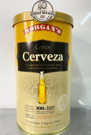 Cortes Cerveza Morgan’s Brewing Co. 1.7kg Malt Extract Brewing Kit Special Kettled Beer Kit A unique pale Mexican style lager, great with that slice of Lime.  Made in Australia with premium quality ingredients. Corona