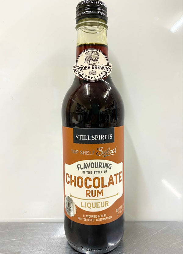 Chocolate Rum Still Spirits Top Shelf Select Flavouring & Base  A luxurious flavouring blend of Dark Rum & indulgent Chocolate with subtle sweet Vanilla notes. Spirit Flavouring