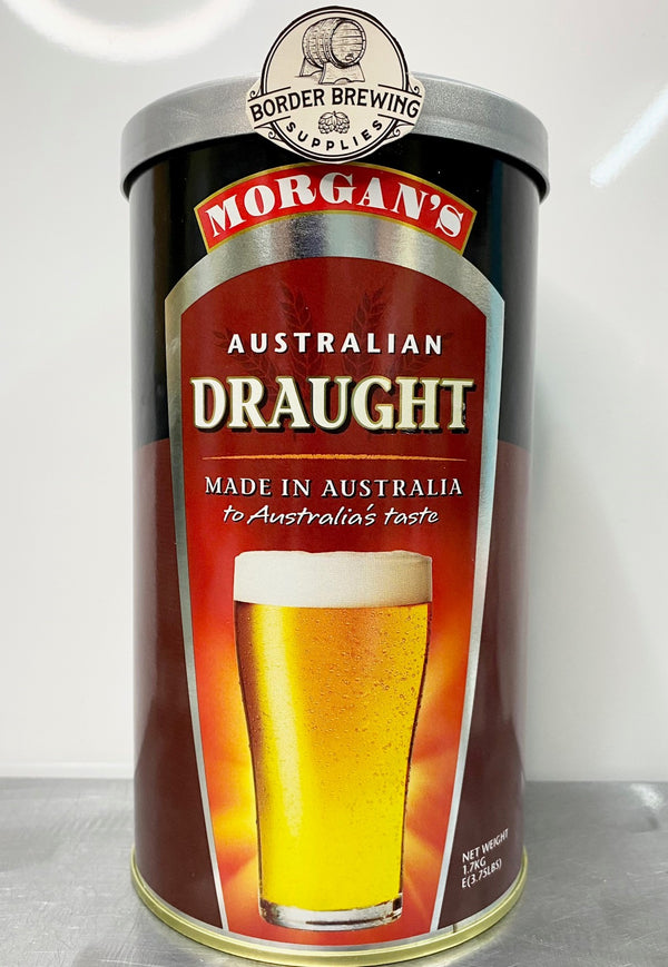 Australian Draught Morgan’s Brewing Co. 1.7kg Malt Extract Brewing Kit Full Flavour beer in a traditional draught style enjoyed across the nation golden in colour with a subtle head.  Made in Australia to Australia's taste. 