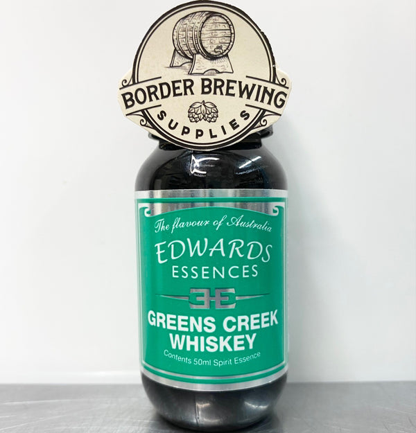 Greens Creek Whisky Edwards Essences A great all round Whisky with both Malt & Smokey characters. Excellent over ice. Makes 3.5 Litres Or mix 700ml of neutral spirit (38%) 10ml (2 caps) of Edwards Essences  Try Edwards Essences Greens Creek Whisky if you like Black Douglas™