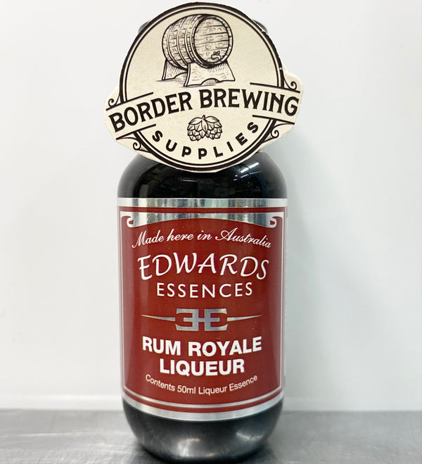 Rum Royale Edwards Essences A barrel aged rum liqueur with rich, smooth Chocolate & Vanilla notes. Enjoy straight, on the rocks or with milk. Makes 1.4 litres Mix 850ml of neutral spirit (38%) 50ml of Edwards Essences 350g of sugar 260ml of water  Try Edwards Essences Rum Royale Liqueur if you like: Bundaberg Rum Royal Liqueur™