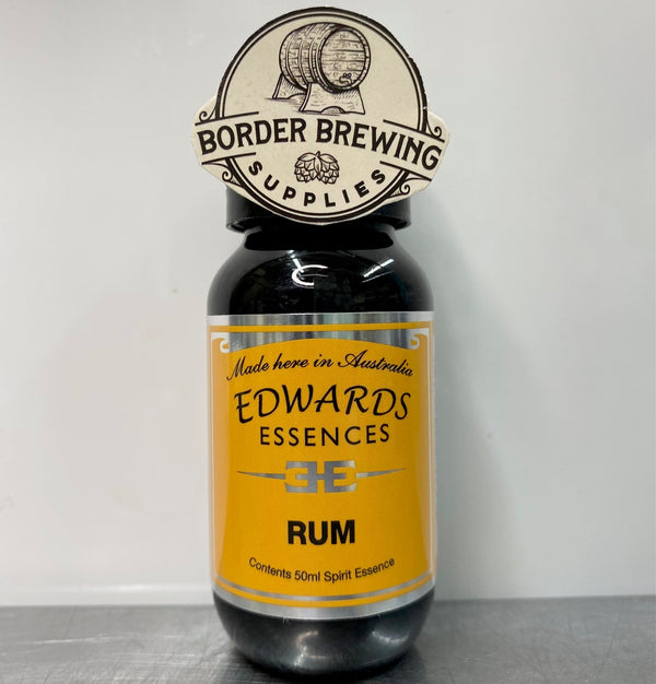 Rum Edwards Essences A golden Rum with a typical Queensland character & an undertone of slightly burnt molasses. Makes 3.5 Litres Or mix 700ml of neutral spirit (38%) 10ml (2 caps) of Edwards Essences  Try Edwards Essences Rum if you like: Lamb’s Navy Rum™