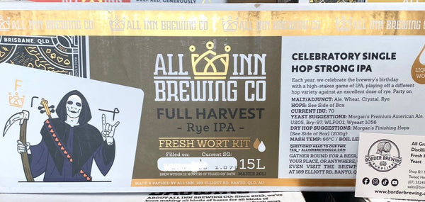 All Inn Brewing Fresh Wort Kit Full Harvest Rye IPA Beer Home Brew Keg Kegerator 