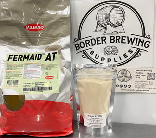 Fermaid AT Lallemand 100g A special complex yeast nutrient suitable for higher ABV alcohol fermentation. Used as an yeast nutrient for all alcohol Washes, Cider, Mead, Wines & Beer making. Use in place of any recipe that calls for DAP.  FERMAID-AT reduces the occurrence of sluggish & stuck fermentations. Also helps the maximum cell density get through the stationary phase & complete alcohol fermentation as quickly and as efficiently as possible especially under limiting available nitrogen conditions.