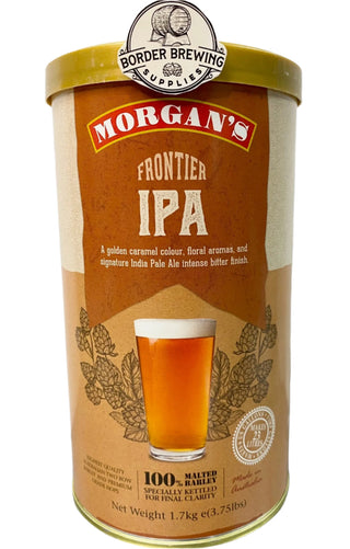 Frontier IPA Morgan’s Brewing Co. 1.7kg Malt Extract Brewing Kit Delivering the beloved hoppy flavour of a traditional IPA but with lower alcohol content so you can create a world class session IPA to enjoy again and again.  Golden caramel colour, Floral hop aroma, Signature intense bitter IPA finish  Colour  – 12 EBC*   Bitterness – 29 IBU  Best brewed with Ultra Blend 1kg or Pale Liquid Malt Extract  We recommend dry hopping your hand crafted brew with your favourite aroma hop.