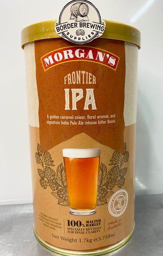 Frontier IPA Morgan’s Brewing Co. 1.7kg Malt Extract Brewing Kit Delivering the beloved hoppy flavour of a traditional IPA but with lower alcohol content so you can create a world class session IPA to enjoy again and again.  Golden caramel colour, Floral hop aroma, Signature intense bitter IPA finish  Colour  – 12 EBC*   Bitterness – 29 IBU  Best brewed with Ultra Blend 1kg or Pale Liquid Malt Extract  We recommend dry hopping your hand crafted brew with your favourite aroma hop.