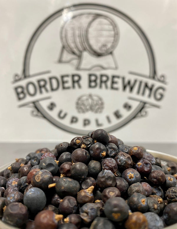 Juniper Berries Gin Botanicals 100g Juniper berries are one of the main ingredients used in the production of gin. They give gin its distinctive flavour and aroma.  The essential oils and flavors from the juniper berries are extracted during distillation, and they infuse the gin with a piney, slightly citrusy taste and aroma. Juniper berries also provide a slightly bitter and astringent taste, which helps balance out the sweetness of other ingredients in the gin.