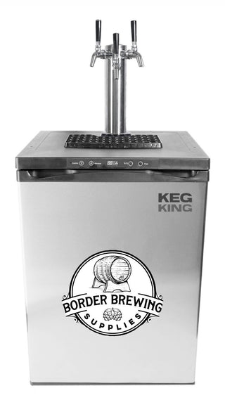 Kegerator KegMaster XL Premium Enjoy cold, crisp, and refreshing beer straight from the tap, in your own home.  The Kegmaster XL Premium kegerators feature an improved compressor which is significantly more efficient on power consumption and delivers faster cooling.  The revised design also features an external condenser which does not allow heat to leak back inside. These kegerators include taps, tower, disconnects, beer lines and a regulator.