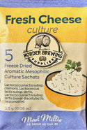 Individual sachets of Mad Millie Fresh Cheese Culture, each designed to culture 4 litres of milk for homemade fresh cheese.