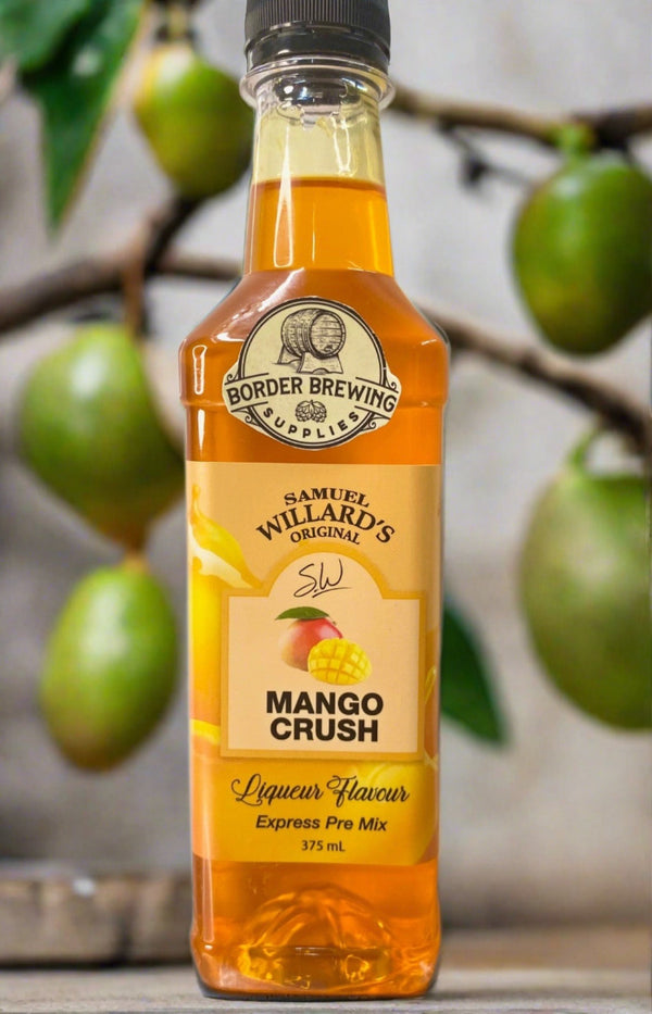 Mango Crush Liqueur Premix Samuel Willard’s This liqueur essence premix is made using the freshest Australian Mangoes to create a sunset coloured Summers Delight.  This mango liqueur is sure to become your favourite. There is nothing like enjoying a frozen Mango Daiquiri on a hot summers day.  Australian Made  Samuel Willard’s Express premix is already mixed with the recommended sugar base, so there is no messy mixing required, just Shake and Pour, makes 1.125L of finished product