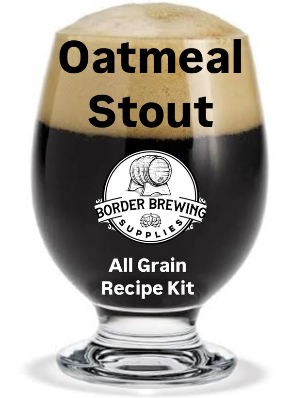 Oatmeal Stout all grain recipe kit with flaked oats, roasted malts, East Kent Goldings hops and Windsor Ale yeast
