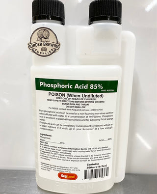 Phosphoric Acid 85% No Rinse 500ml Low Foam Sanitiser. Phosphoric acid is also an excellent chemical to use when passivating stainless steel.  This formula is also great at adjusting the pH of Sparge water and your Mash pH. If you prefer to use the traditional pH adjusting ingredients we would suggest Acidulated Malt or our Lactic Acid 88%.  Phosphoric acid can also be completely metabilised by yeast and will also act as a yeast nutrient if it ends up in your fermenter.