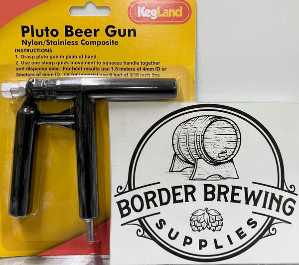 Beer Tap Keg Pluto Gun Party Dispensing Tap. The pluto beer guns have become an iconic beer dispensing tool used throughout the industry. Whether it be in your garage drinks fridge or on the go with picnic set ups.  Now with a new and improved design! Gen 3 Pluto gun, suited for 4mm ID x 8mm OD and 5mm ID x 8mm OD EVABarrier line. duotight compatible, Nylon Reinforced.