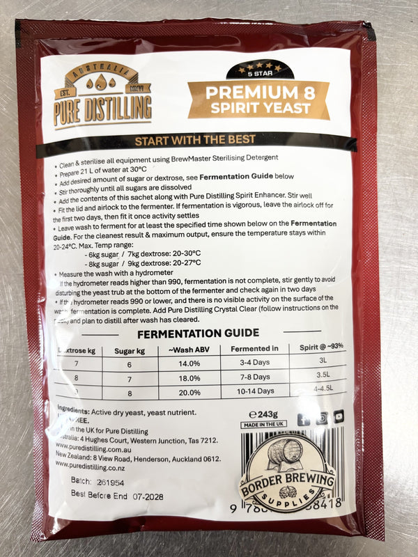 Pure Distilling Premium 8 Spirit Yeast