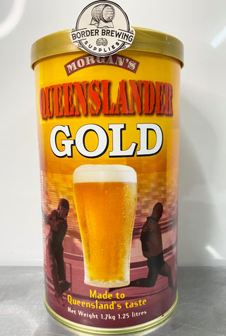 Queenslander GOLD Morgan’s Brewing Co. 1.7kg Malt Extract Brewing Kit Made in Queensland to match Queensland s favourite GOLD style beer, clean to taste light in colour and complimented with our unique blend of Australian grown hops.