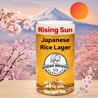 Rising Sun Japanese Rice Lager Recipe Kit with fresh crushed grain, Hallertau Magnum hops and NovaLager yeast by Border Brewing