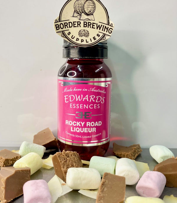 Rocky Road Liqueur, Edwards Essences. A fascinating flavour blend of Chocolate, Marshmallow, Strawberry & Nuts. Tastes just like the real Rocky Road chocolate.