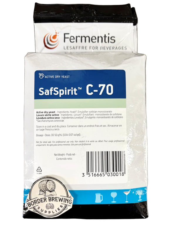 C-70 Rum Yeast SafSpirit Fermentis Robust, multipurpose strain & one of the most popular within distillers. Produces very high quality alcohol from all kinds of substrates, with subtle congeners. Used extensively in the Caribbean & Central America for producing good quality potable alcohol & Rums from sugar cane juice or molasses. Very good performance in agave juice
