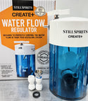 Close-up of the Still Spirits Create+ Water Flow Regulator showing the adjustable flow control, integrated pump and water reservoir.