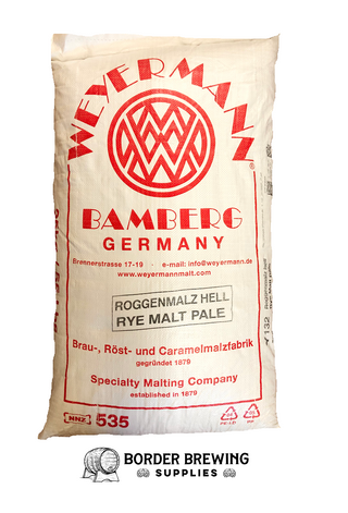 Rye Malt Weyermann Made from the finest German quality rye. Suitable for any pale or bright rye or specialty beers.  Sensory: typical rye aroma, malty-sweet with notes of bread and honey. Rye malt also creates a velvety-soft mouthfeel.