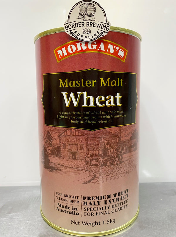 Morgan's Master Malt Wheat Liquid Malt Extract beer. Wheat Malt Master Malt 1.5kg Morgan’s Brewing Co. Full wheat grainy flavour and aroma. A concentration of wheat malts which can be used to create your own special beer.  100% Premium Malt Extract, specially kettled for final clarity for bright 'CLEAR' beer