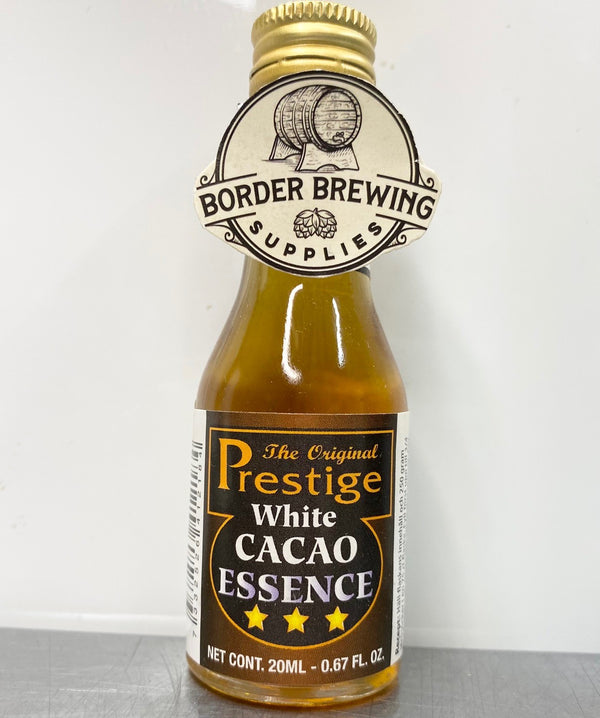 White Cacao Prestige Essences A colourless chocolate flavoured liqueur made from the cacao seed.   White Cacao Liqueur is a white creamy chocolate liqueur.  Drink neat or mixed in drinks & Cocktails